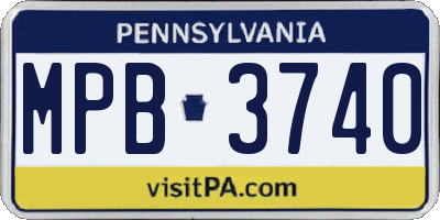 PA license plate MPB3740