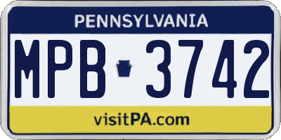 PA license plate MPB3742