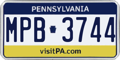 PA license plate MPB3744