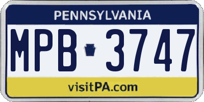 PA license plate MPB3747