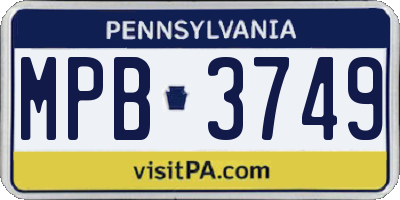 PA license plate MPB3749
