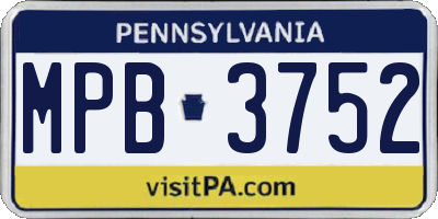 PA license plate MPB3752