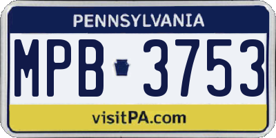 PA license plate MPB3753