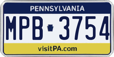 PA license plate MPB3754