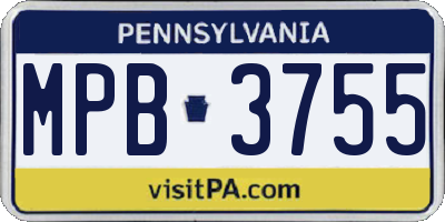 PA license plate MPB3755
