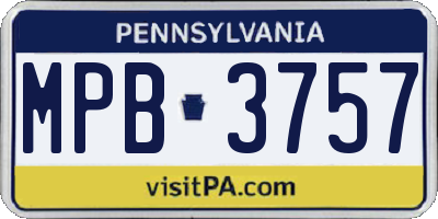 PA license plate MPB3757