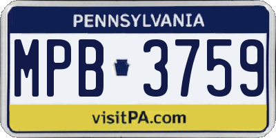 PA license plate MPB3759
