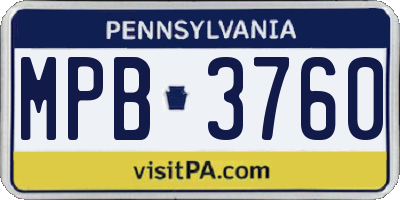 PA license plate MPB3760