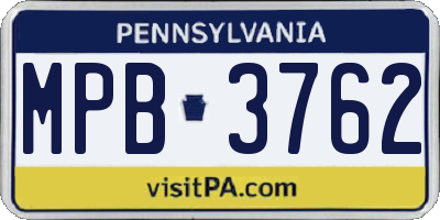 PA license plate MPB3762