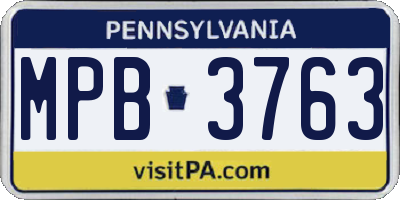 PA license plate MPB3763