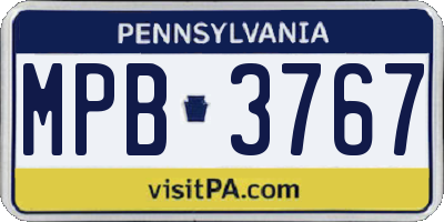 PA license plate MPB3767