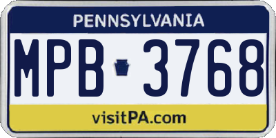 PA license plate MPB3768