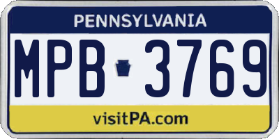 PA license plate MPB3769
