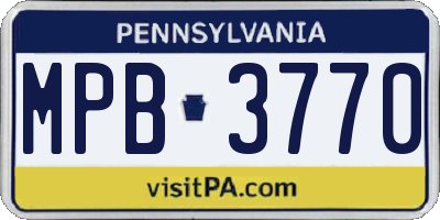 PA license plate MPB3770
