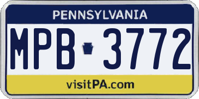 PA license plate MPB3772