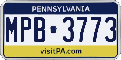 PA license plate MPB3773