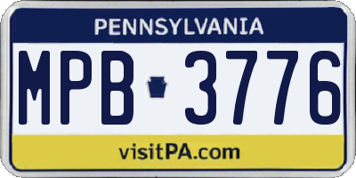 PA license plate MPB3776