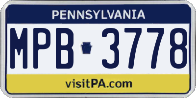 PA license plate MPB3778