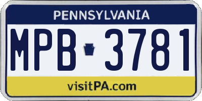 PA license plate MPB3781