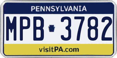 PA license plate MPB3782