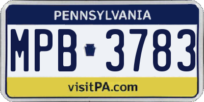 PA license plate MPB3783