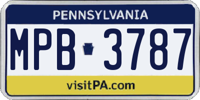 PA license plate MPB3787