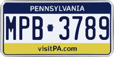 PA license plate MPB3789