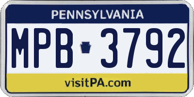 PA license plate MPB3792