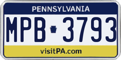 PA license plate MPB3793