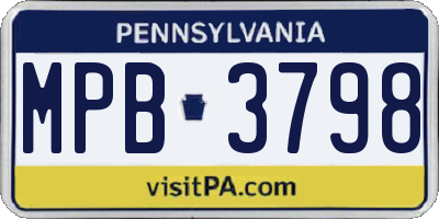 PA license plate MPB3798
