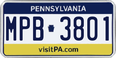 PA license plate MPB3801