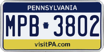 PA license plate MPB3802