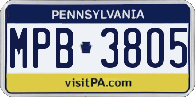 PA license plate MPB3805