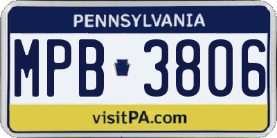 PA license plate MPB3806