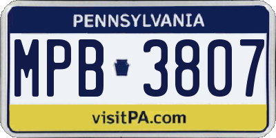 PA license plate MPB3807