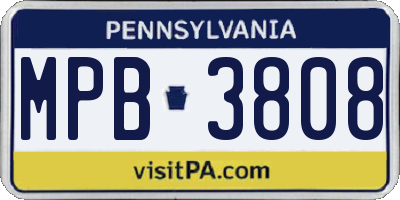 PA license plate MPB3808