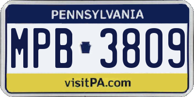 PA license plate MPB3809