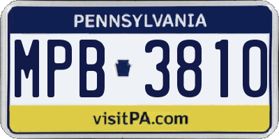 PA license plate MPB3810