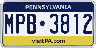 PA license plate MPB3812