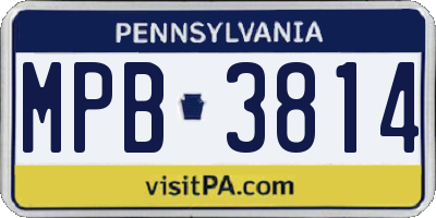 PA license plate MPB3814