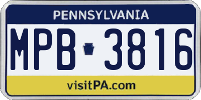 PA license plate MPB3816