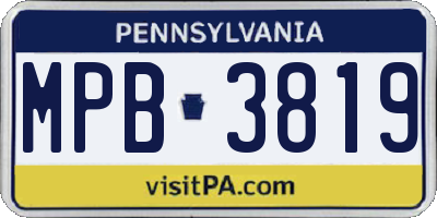 PA license plate MPB3819