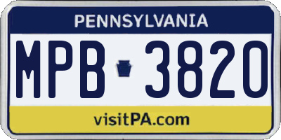 PA license plate MPB3820