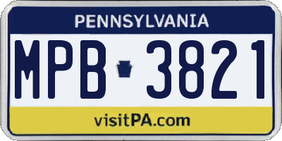 PA license plate MPB3821