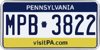 PA license plate MPB3822