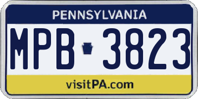 PA license plate MPB3823