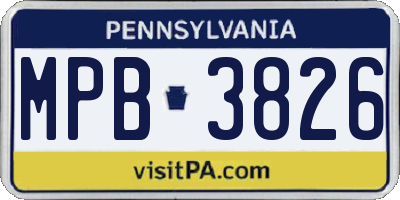 PA license plate MPB3826