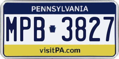 PA license plate MPB3827