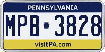 PA license plate MPB3828