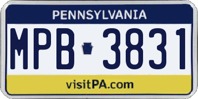 PA license plate MPB3831